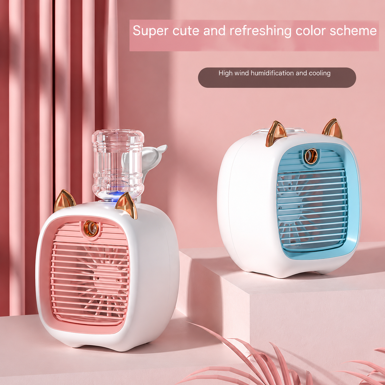Mini ventilateur chat avec brumisation et veilleuse – vue alternative