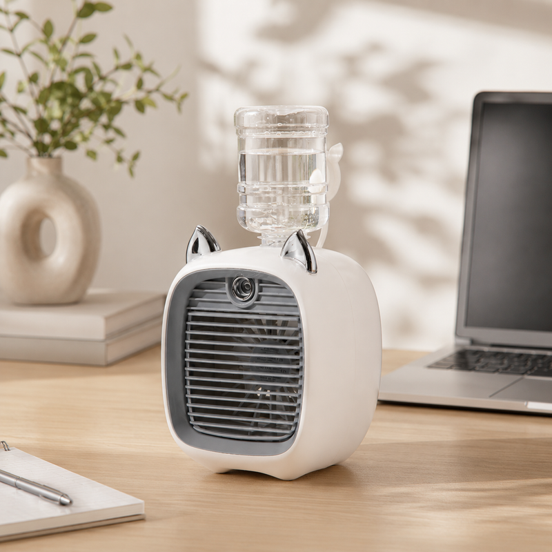 Mini ventilateur chat avec brumisation et veilleuse