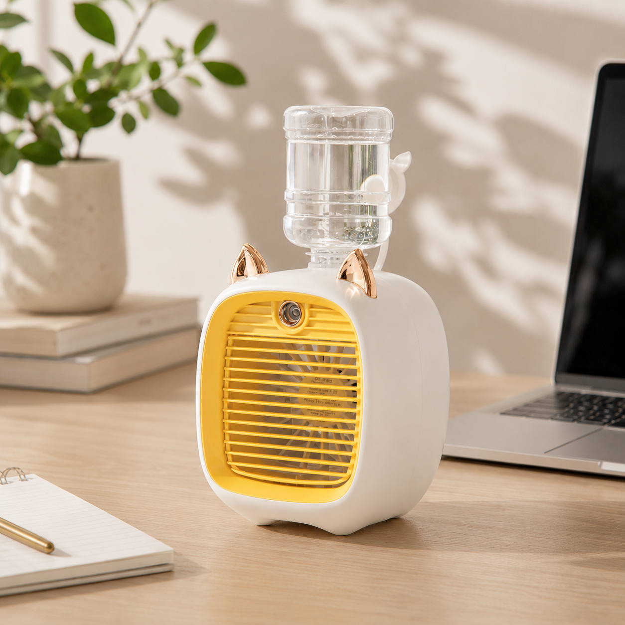 Mini ventilateur chat avec brumisation et veilleuse – autre angle