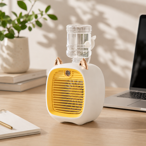 Mini ventilateur chat avec brumisation et veilleuse – autre angle
