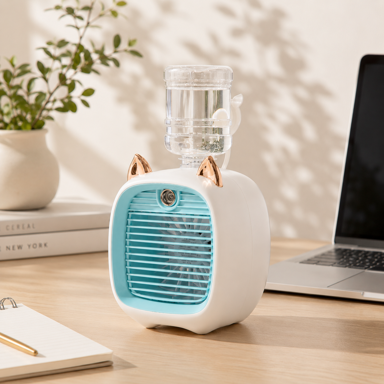 Mini ventilateur chat avec brumisation et veilleuse – présentation du produit