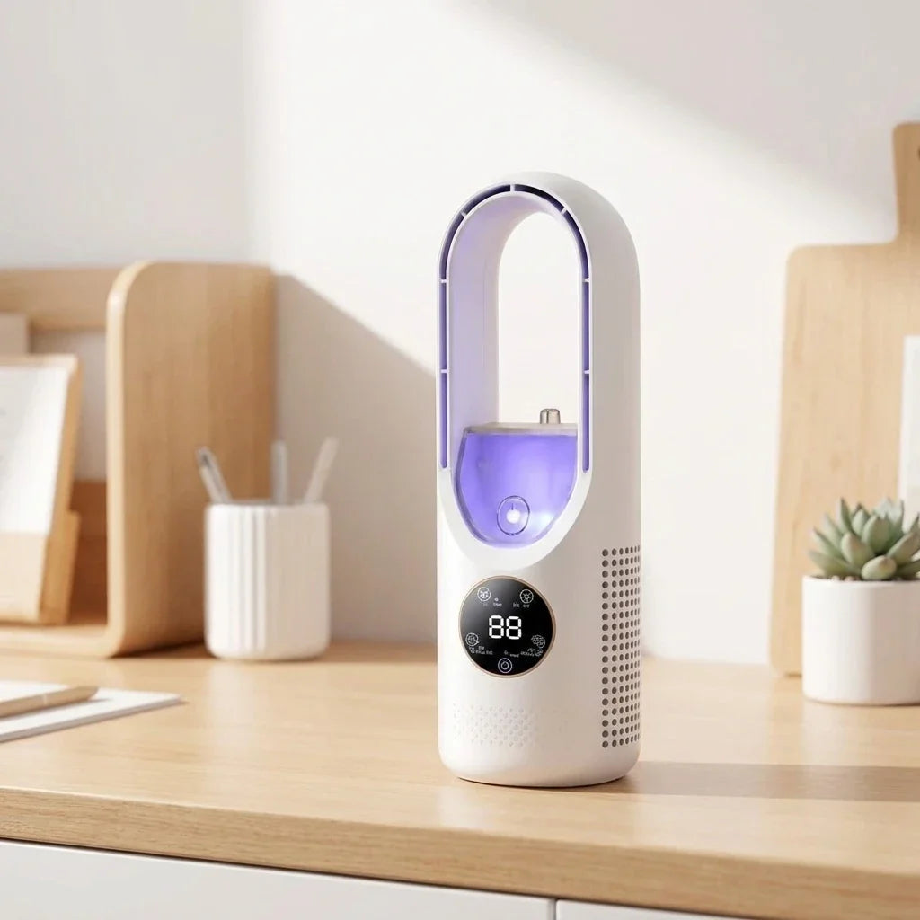Mini rafraîchisseur d’air avec écran LED – vue alternative