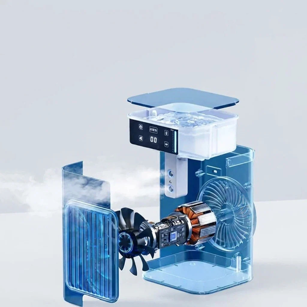 Rafraîchisseur d’air de bureau avec humidificateur – autre angle