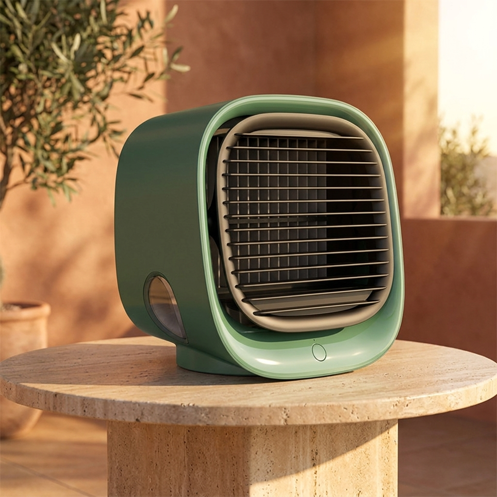 Ventilateur sans pales avec brumisation – autre angle